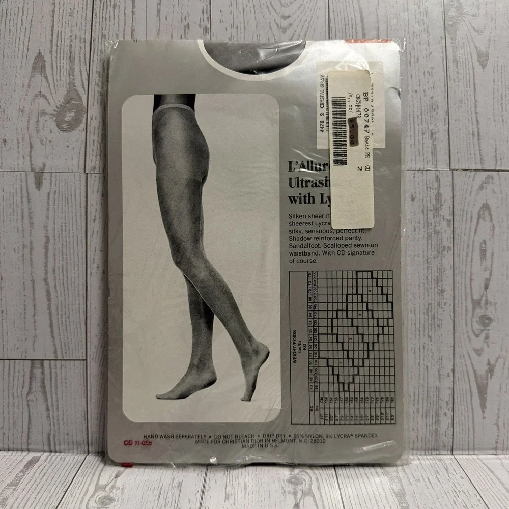 Christian Dior 4478‎ L'ALLURE Ultra Sheer Panty Top Crystal Gray Size 2 Vintage